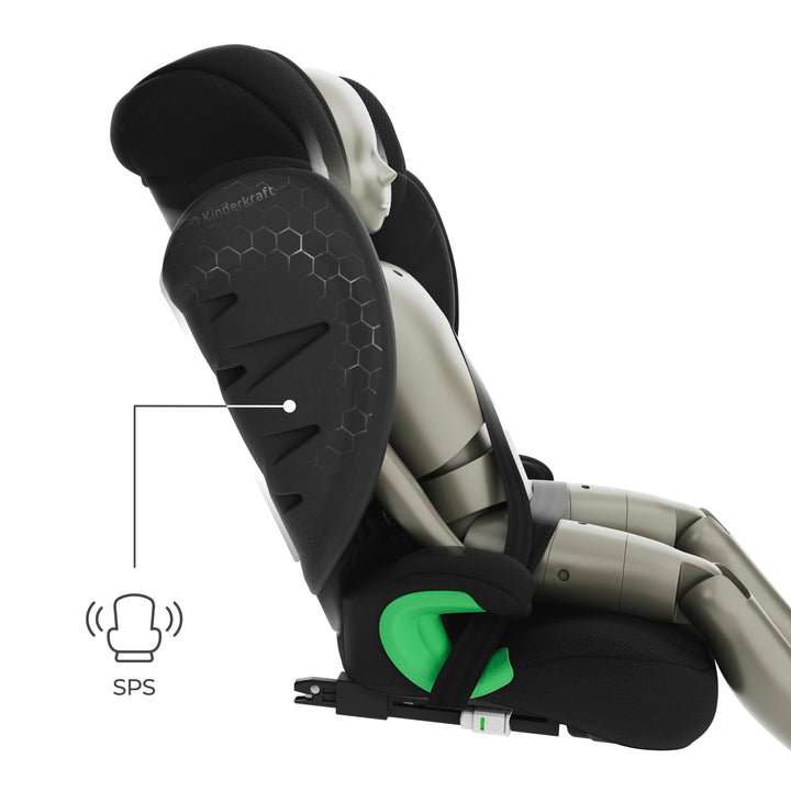 Kindersitz 100–150 cm ISOFIX mit SPS und AIR FLOW Bezug, Schwarz - Bild 7