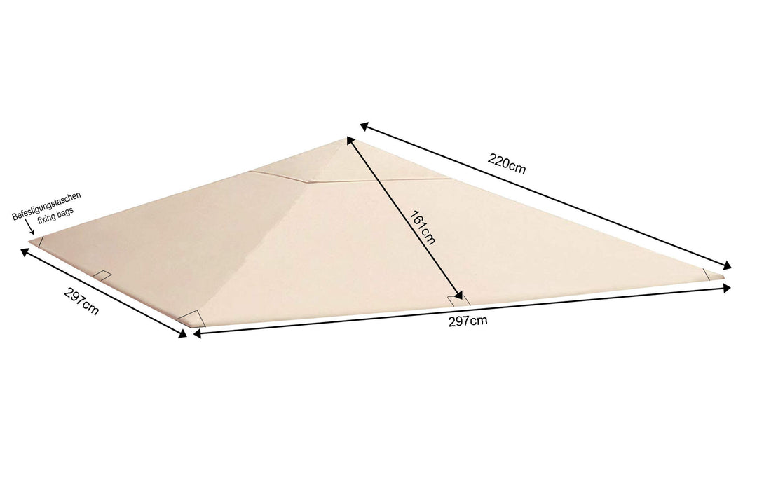 Pavillon Ersatzdach 3x3m Polyester wasserabweisend Sand/Beige - Bild 2