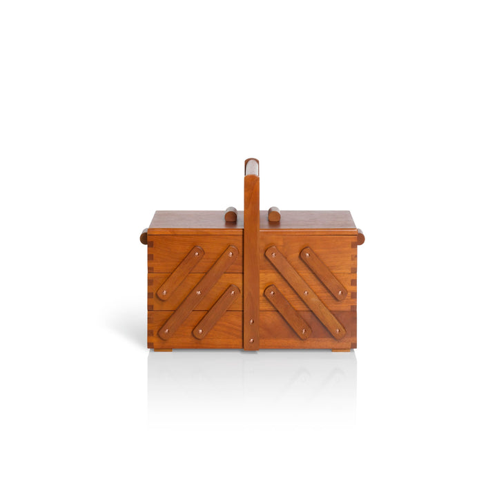 Nähkasten Holz 3-stufig Ziehharmonika-System 36x28x19 cm