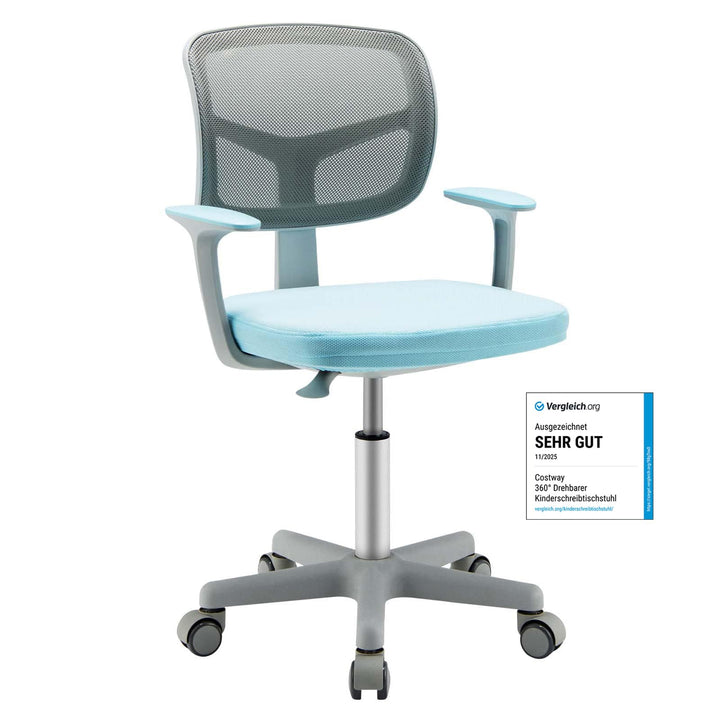 Kinderschreibtischstuhl höhenverstellbar 40-54 cm Sitz drehbar Blau