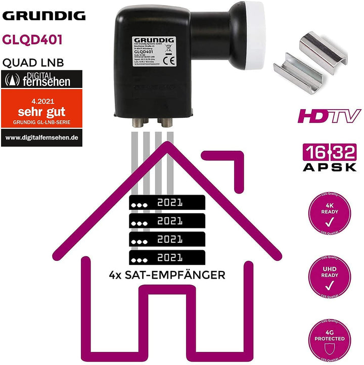 Quad LNB 4-fach Digital 4K mit LTE-Filter 0.1dB Rauschmaß - Bild 5