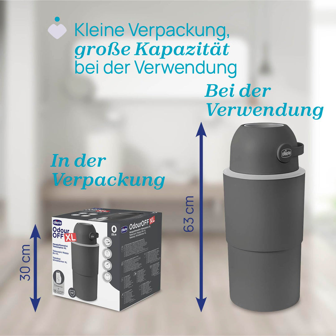Windeleimer XL mit Geruchsverschluss faltbar bis 45 Windeln - Bild 3