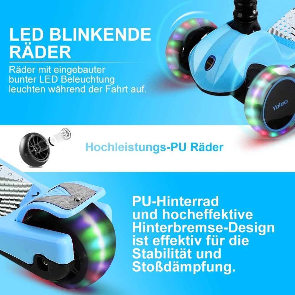 Dreirad-Scooter Kinder faltbar höhenverstellbar 58–82 cm ab 3 Jahre - Bild 3