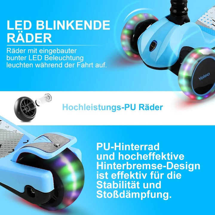 Dreirad-Scooter Kinder faltbar höhenverstellbar 58–82 cm ab 3 Jahre - Bild 3