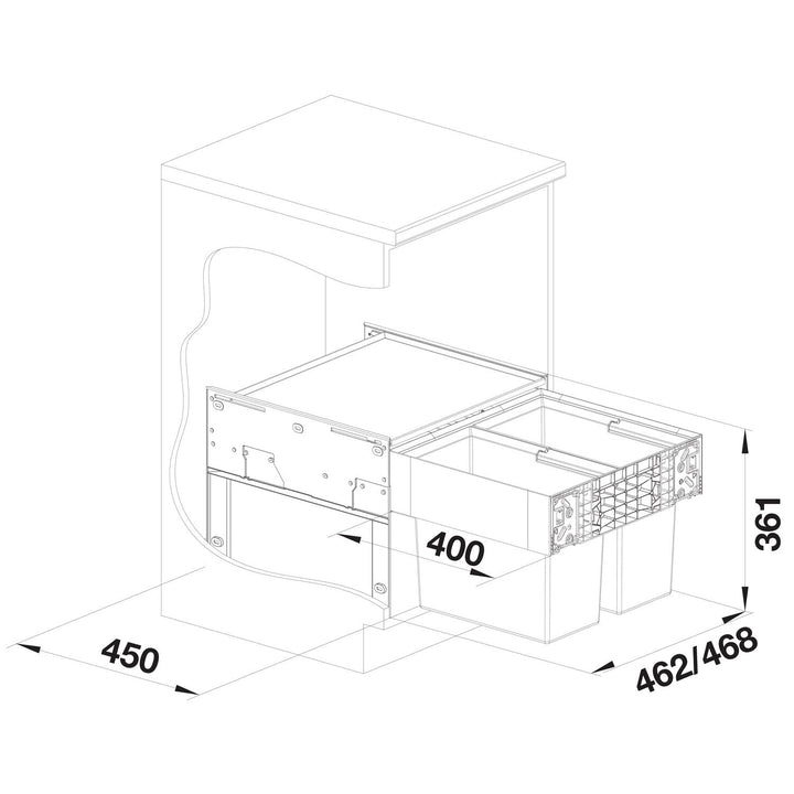 Mülltrennsystem Unterschrank 50 cm 2-Eimer Küche ohne Schublade - Bild 2