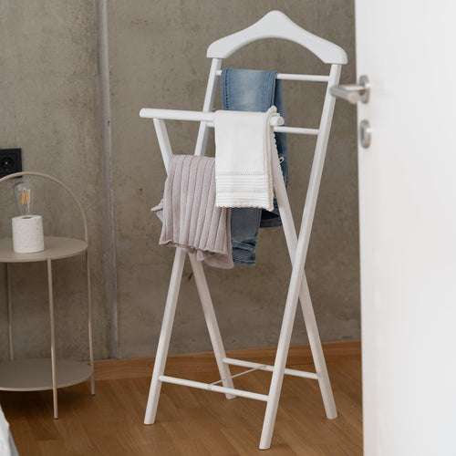Herrendiener Massivholz klappbar weiss lackiert fuer Schlafzimmer