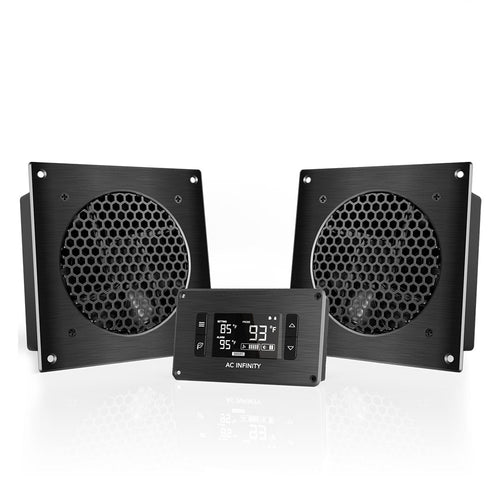 Schrank-Doppellüfter 15 cm mit Thermostatsteuerung und Display