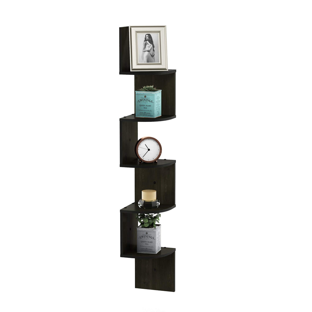 Eckregal schwebend Wandmontage 3 Ebenen Espresso 2er-Set - Bild 5