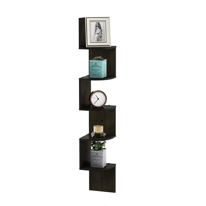 Eckregal schwebend Wandmontage 3 Ebenen Espresso 2er-Set - Bild 5