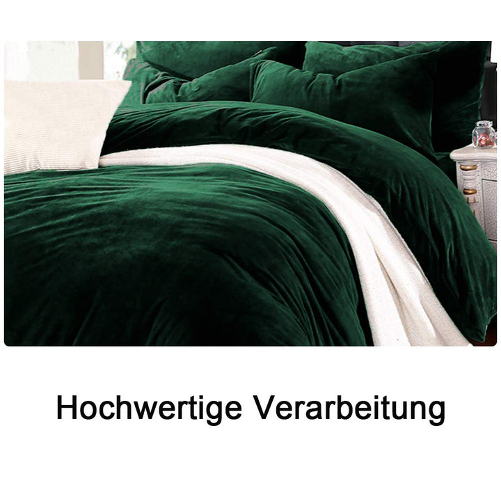 Plüsch Bettwäsche Set 200x200 cm Dunkelgrün Mikrofaser 3-teilig - Bild 3