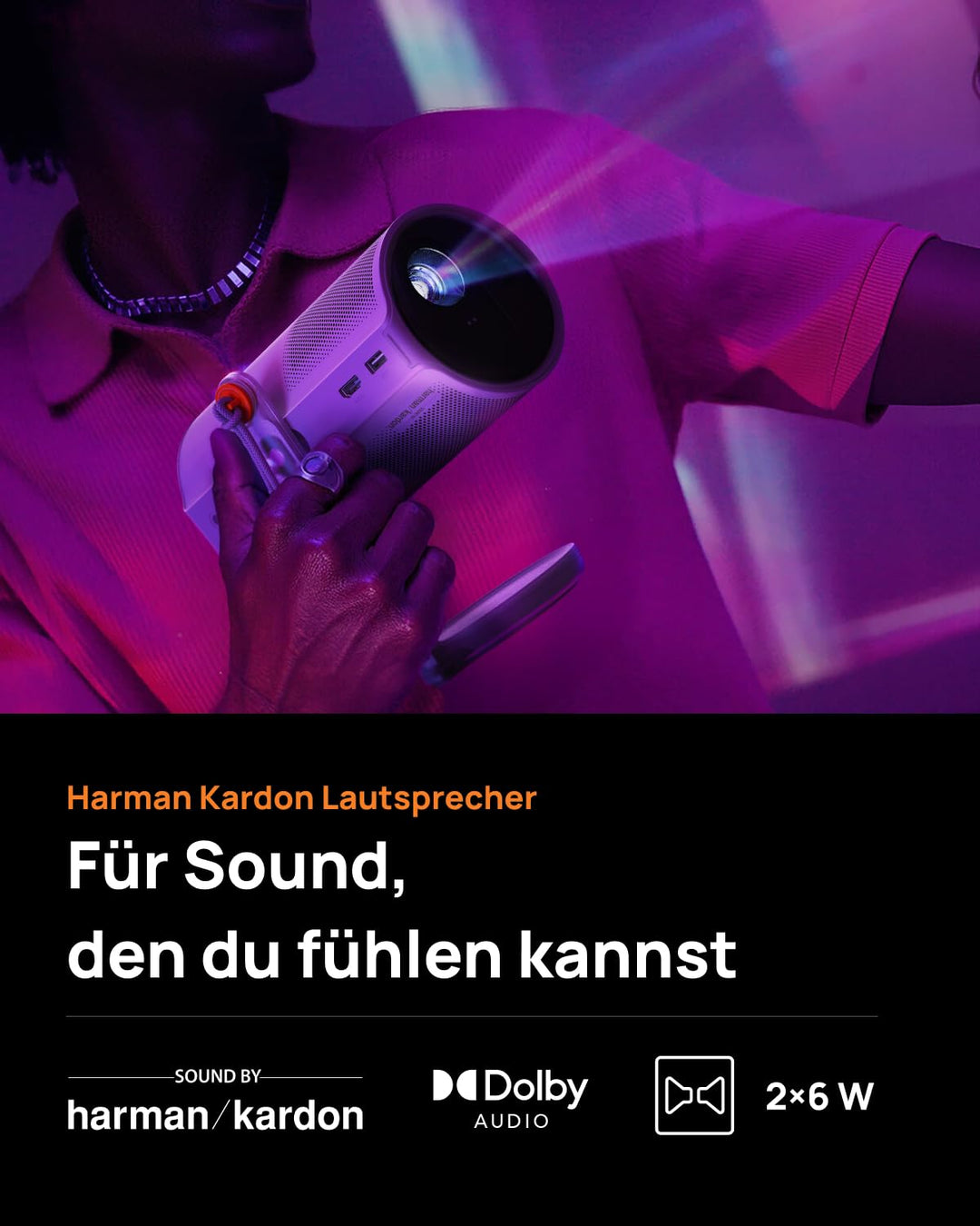 Laser-Beamer tragbar mit Akku 550 Lumen Google TV 120 Zoll - Bild 5