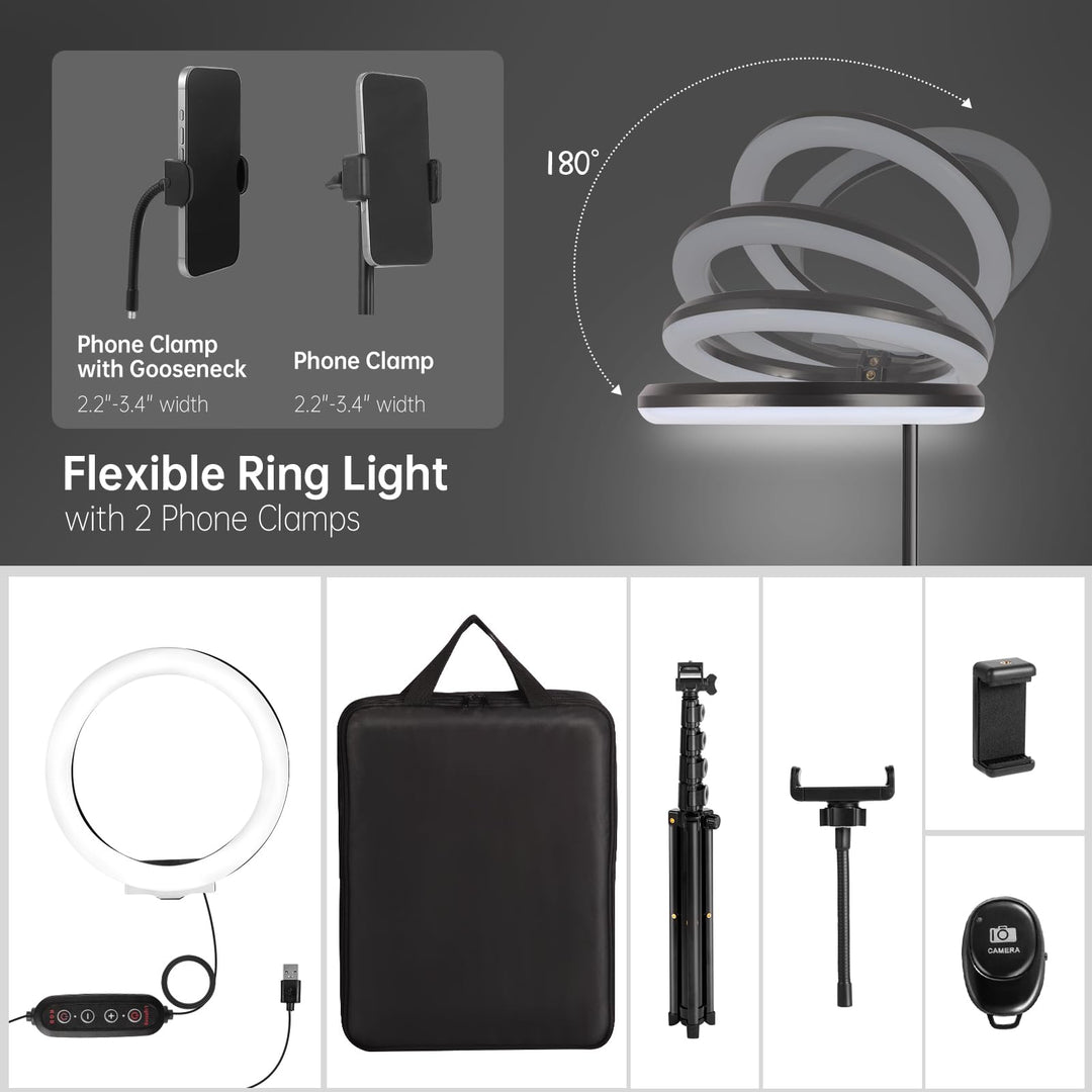 Ringlicht 10 Zoll RGB mit Stativ und Handyhalter dimmbar - Bild 7