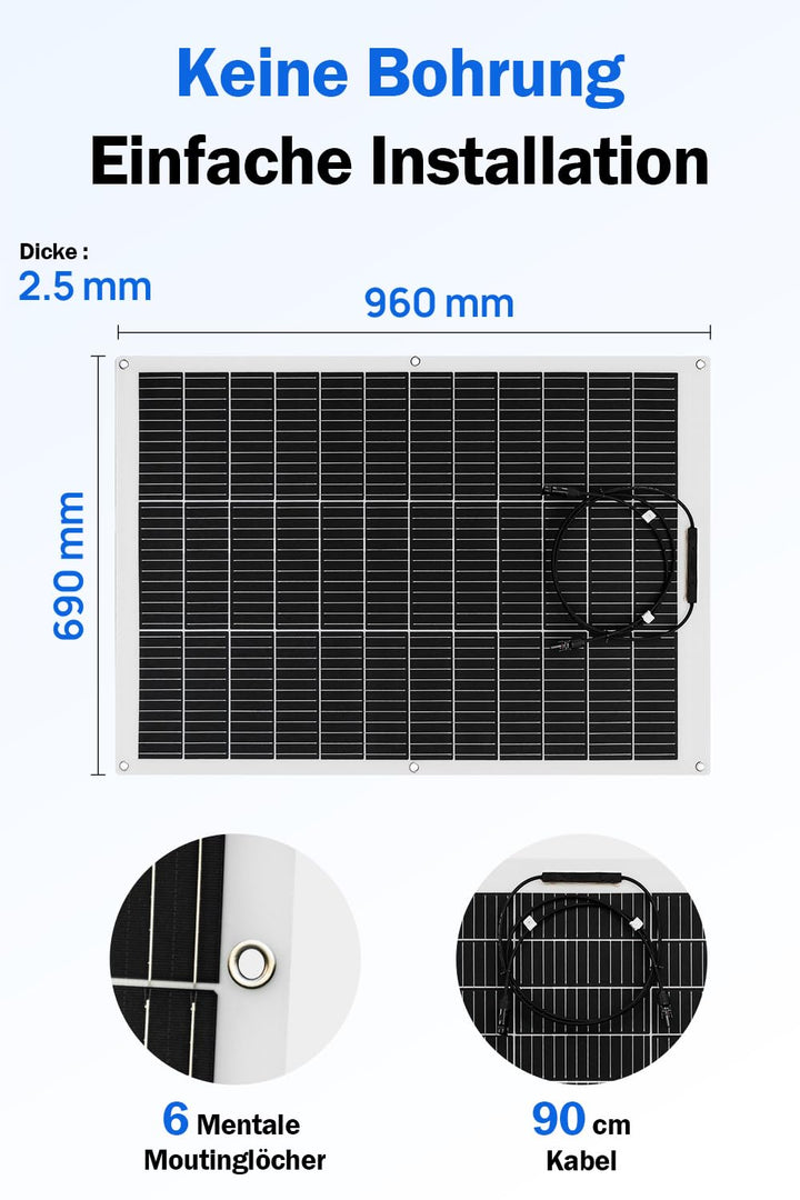 Flexibles Solarpanel 130W Monokristallin für Wohnmobil Boot Auto - Bild 5