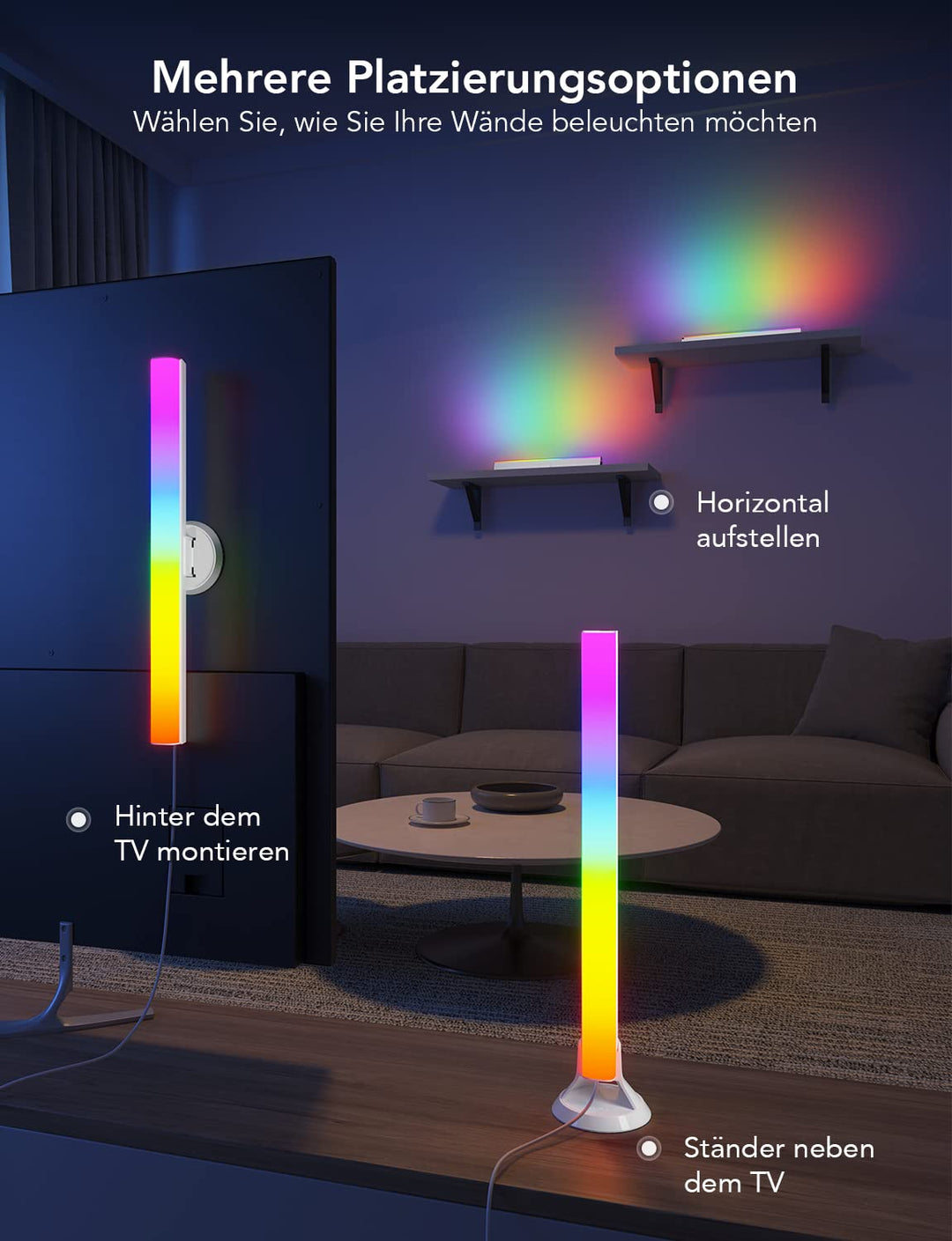 TV Light Bars RGBIC WiFi 16 Mio. Farben 31 Szenenmodi Backlight - Bild 4