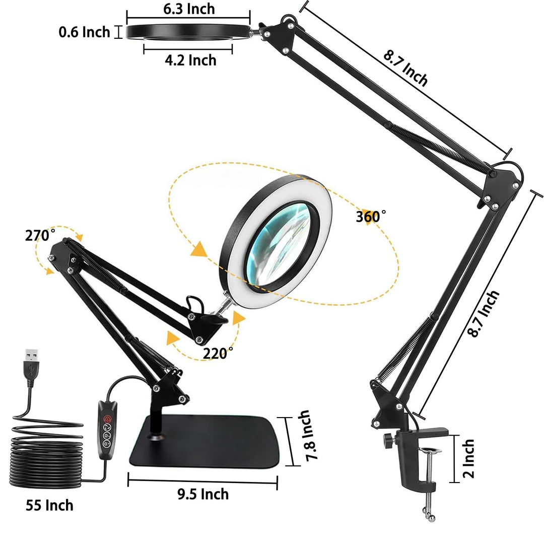 Lupenlampe 15x mit LED 2-in-1 Tischlampe und Klemme 72 LEDs - Bild 6