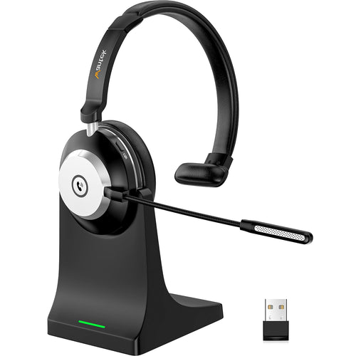 Bluetooth Headset mit Mikrofon USB-Dongle und Ladestation für PC