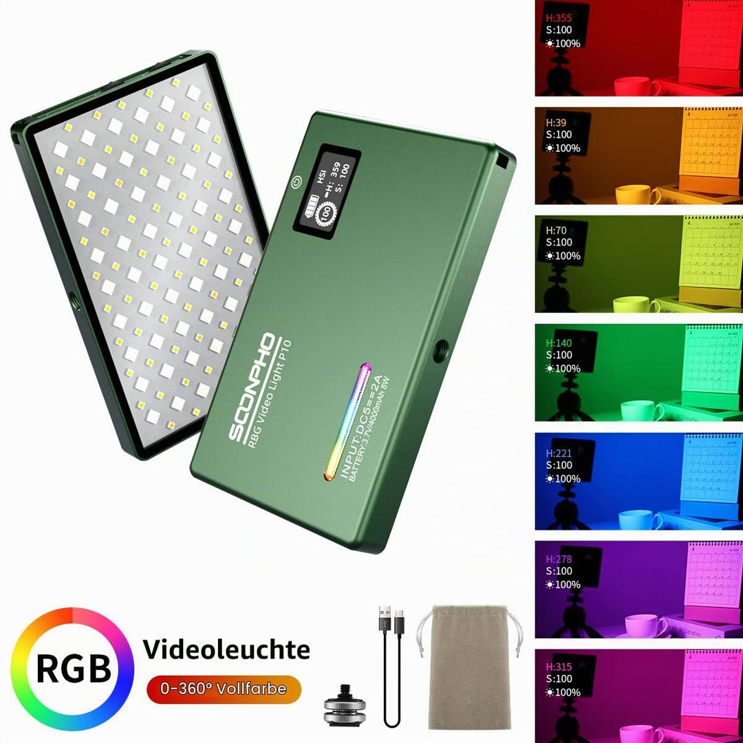 LED Videoleuchte RGB Aluminium 2500K-8500K dimmbar mit Akku - Bild 2