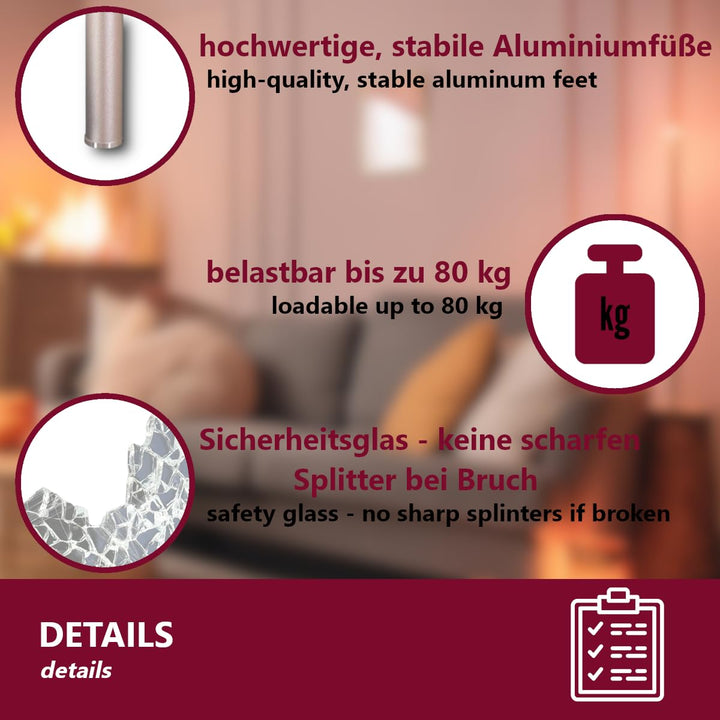 TV-Ständer Sicherheitsglas Schwarz 80 cm mit 17 cm Erhöhung - Bild 4