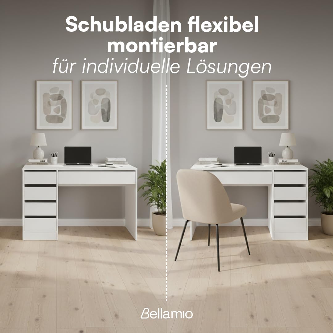 Schreibtisch Weiss 5 Schubladen 110x53 cm Schminktisch Kombi - Bild 5