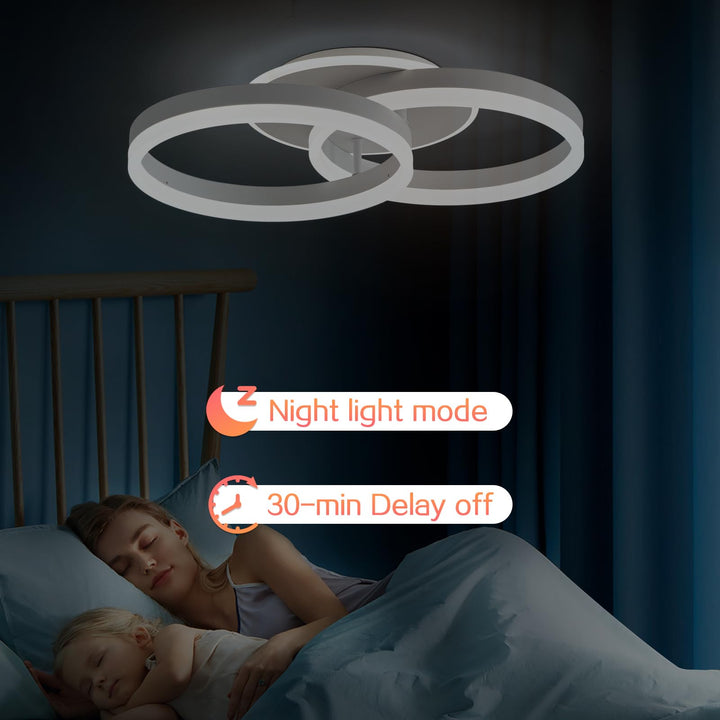 LED Deckenleuchte 2-Ring-Design 36W dimmbar mit Fernbedienung Weiss - Bild 5