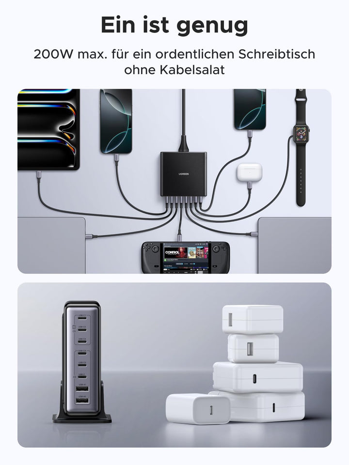 USB-C Ladestation 200W 8-Port für Laptop Tablet Smartphone - Bild 9