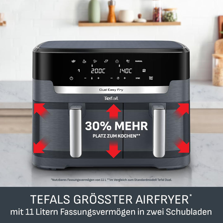 Heissluftfritteuse Doppelkammer 11 L für 8-10 Personen grau - Bild 2