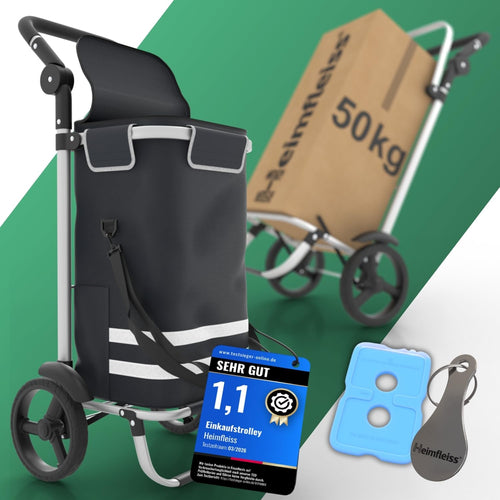 Einkaufstrolley klappbar 56L mit Kühlfach 3-in-1 schwarz