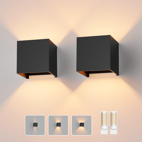 Wandleuchte Aussen Schwarz G9 3000K Einstellbar 2er-Set