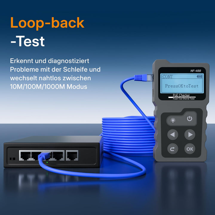Netzwerktester RJ45 PoE LCD CAT5e CAT6 CAT6a mit LED-Leuchte - Bild 6