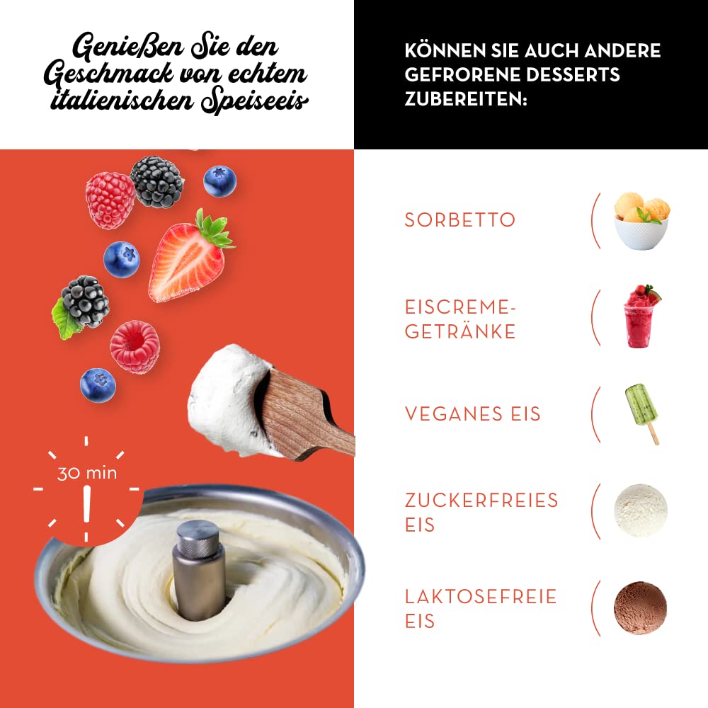 Eismaschine mit Kompressor Edelstahl 0,75 l Gelato Sorbet Slush - Bild 5