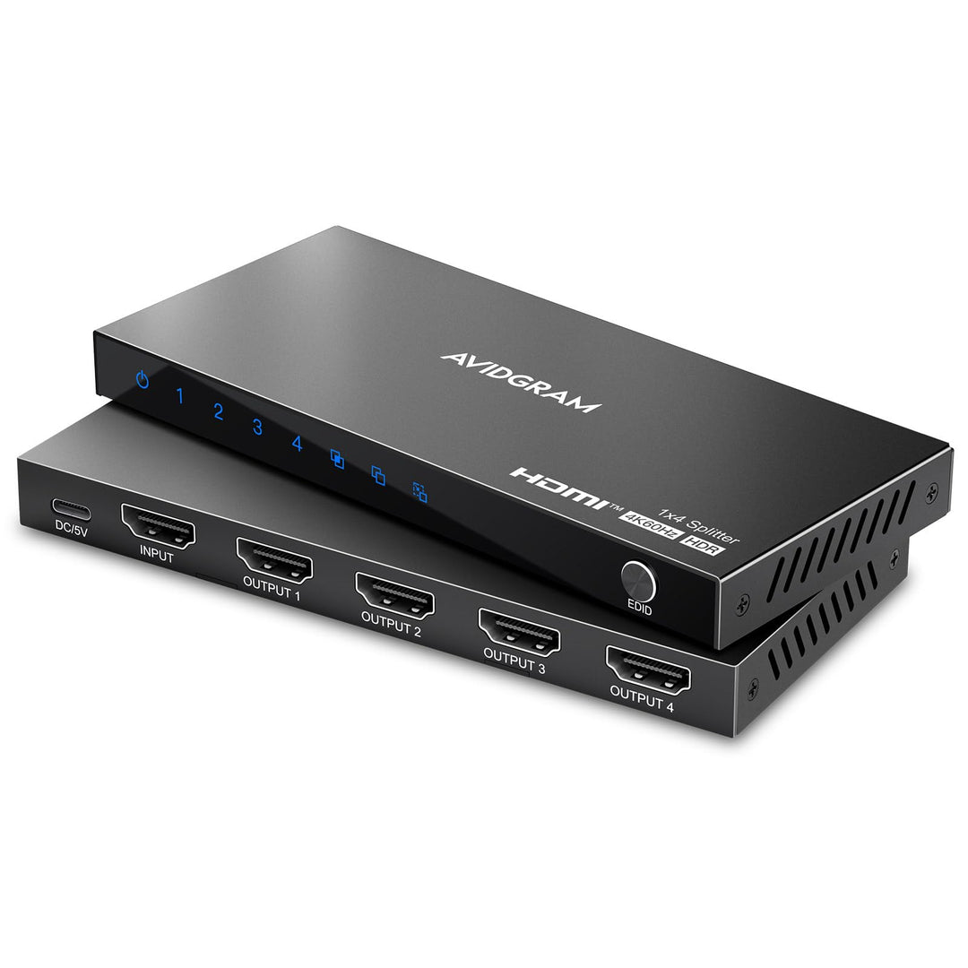 HDMI Splitter 1 auf 4 mit 4K 60Hz, HDR10, HDCP 2.2 und Downscaler