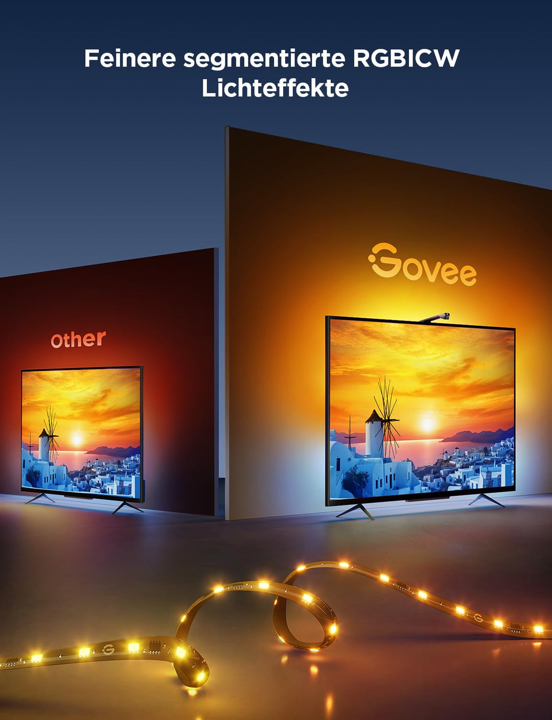 TV Hintergrundbeleuchtung RGBICW 75-85 Zoll mit Fish-Eye-Korrektur - Bild 4