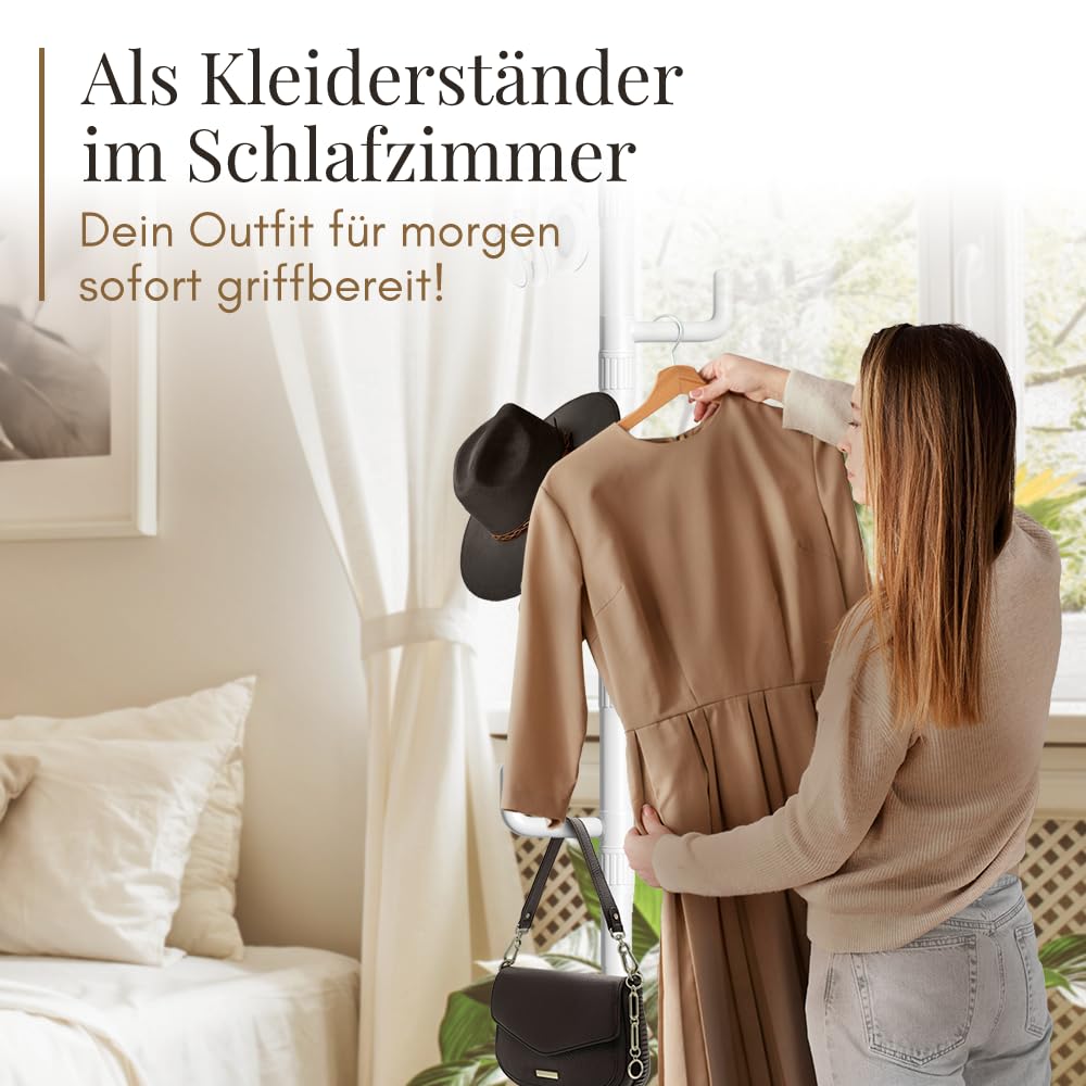 Garderobenständer Teleskop Metall 110–310 cm mit 5 Haken höhenverstellbar - Bild 4