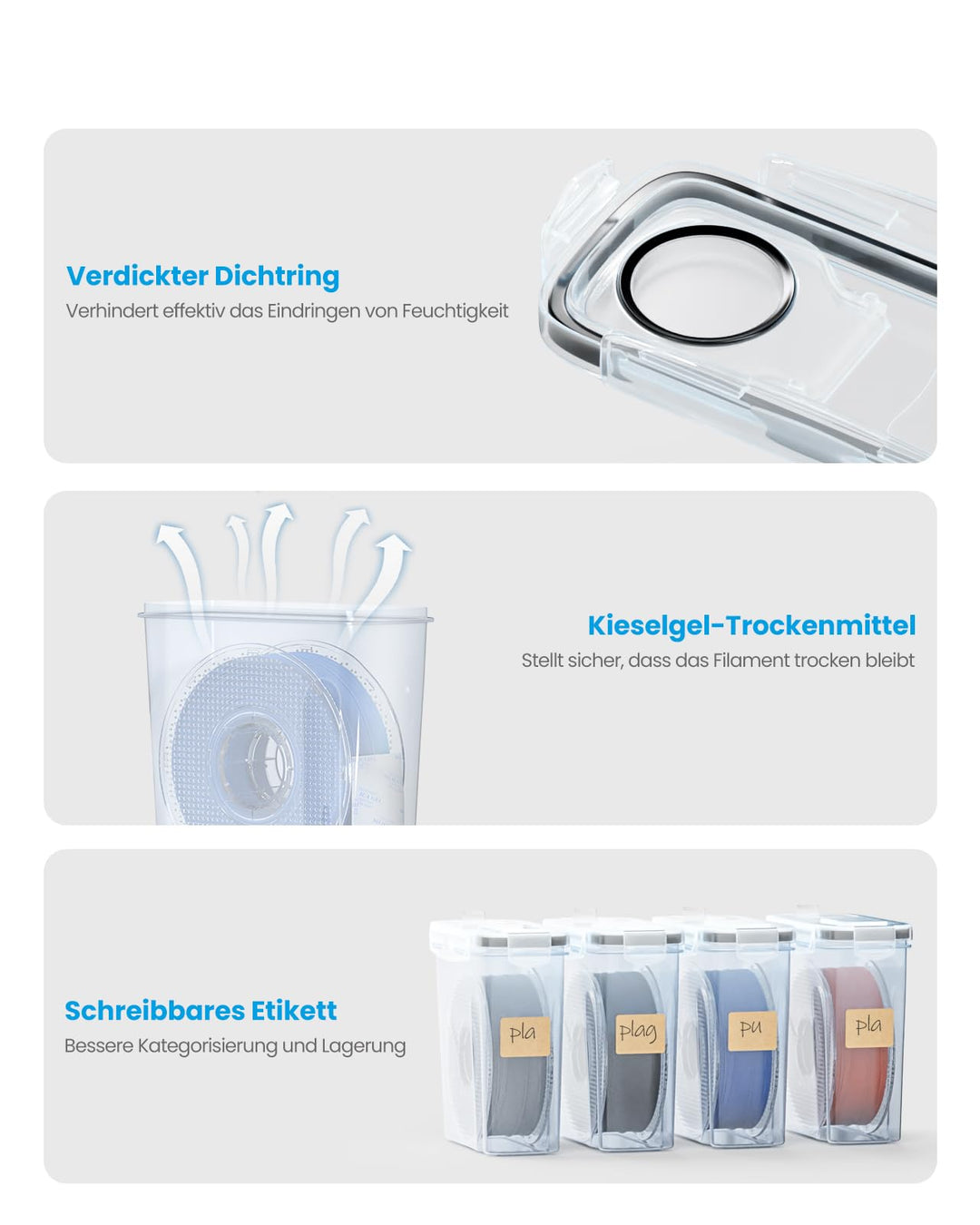Filament Aufbewahrungsbox 4L wasser- und staubdicht 8er-Set mit Trockenmittel - Bild 3