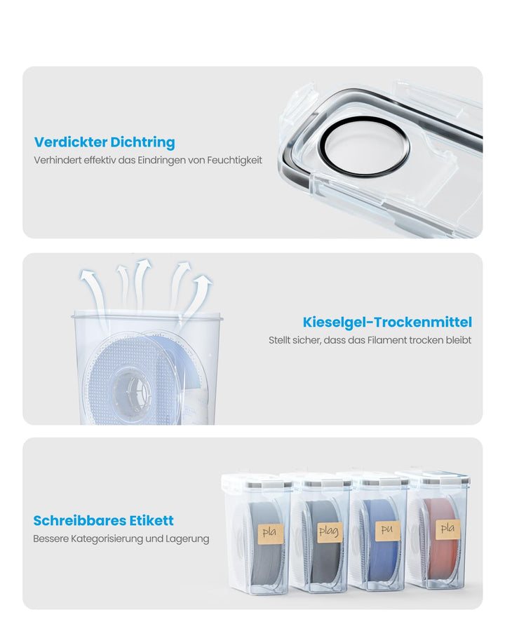 Filament Aufbewahrungsbox 4L wasser- und staubdicht 8er-Set mit Trockenmittel - Bild 3