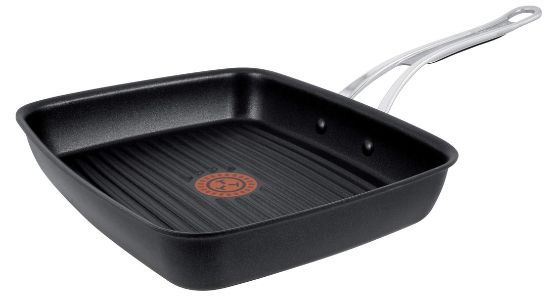 Grillpfanne Aluguss 23x27 cm Induktion Antihaft mit Thermo-Spot