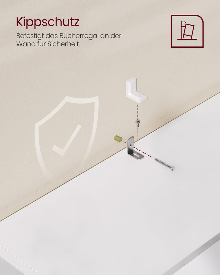 Standregal 5 Ebenen mit verstellbaren Ablagen, 60x24x134 cm, Weiss - Bild 6