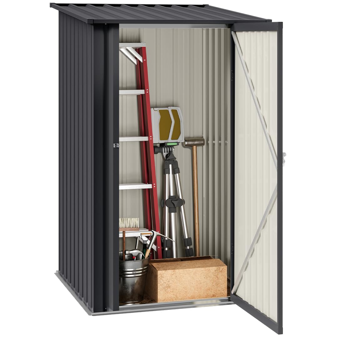 Gerätehaus Metall Pultdach Anthrazit 103x100x160 cm Garten - Bild 9