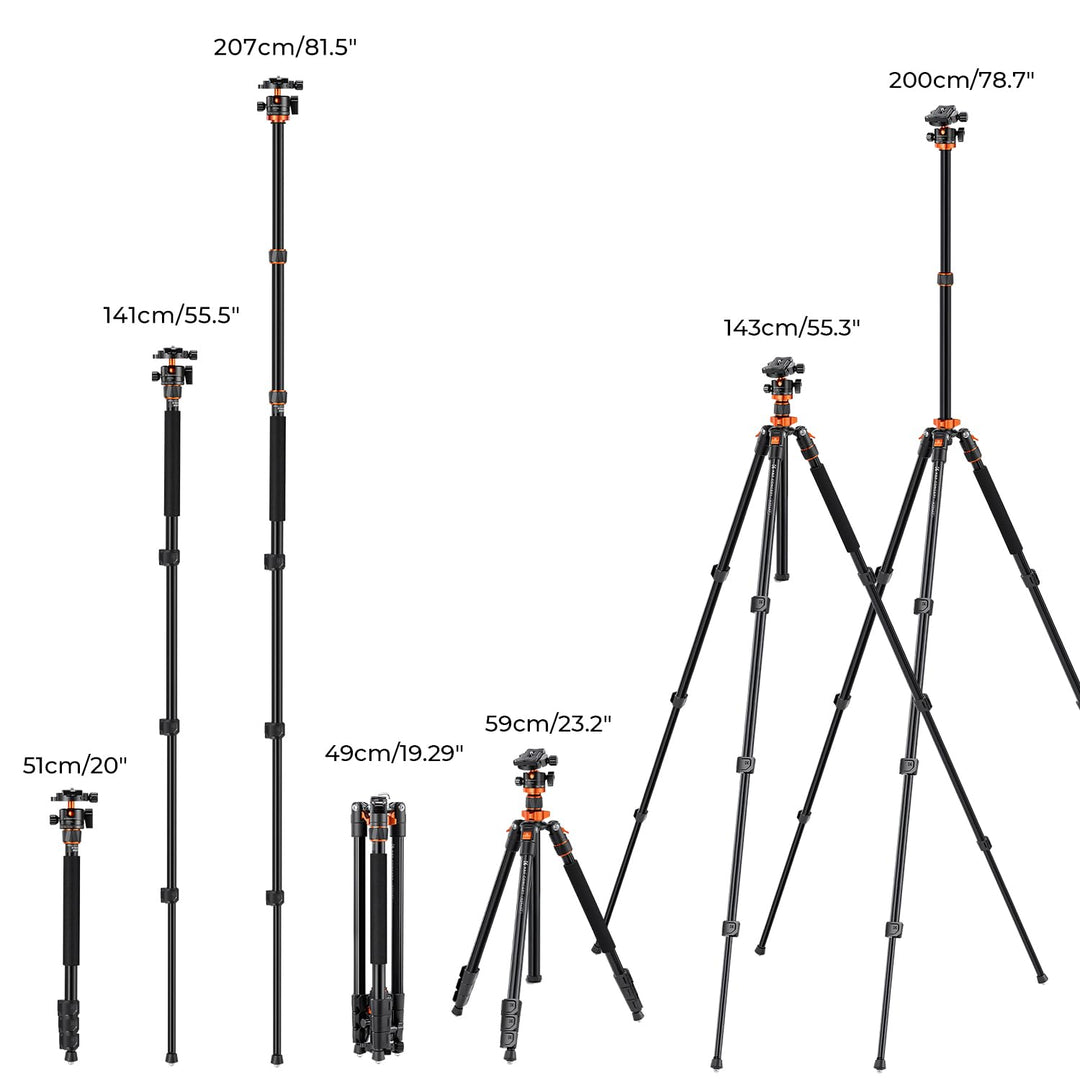 Kamera Stativ Aluminium 200cm mit Einbeinstativ &amp; 360° Kugelkopf - Bild 7