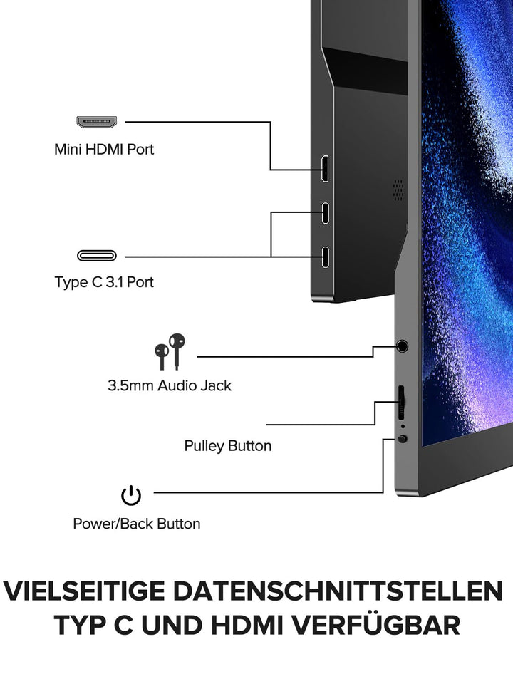 Portabler Touchscreen-Monitor 15,6 Zoll Full HD matt 125% sRGB - Bild 8