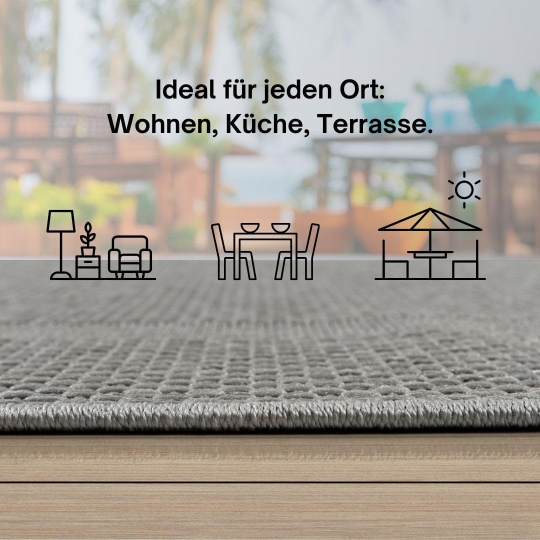 Outdoor Teppich wetterfest UV-beständig Anthrazit 240x340 cm - Bild 6