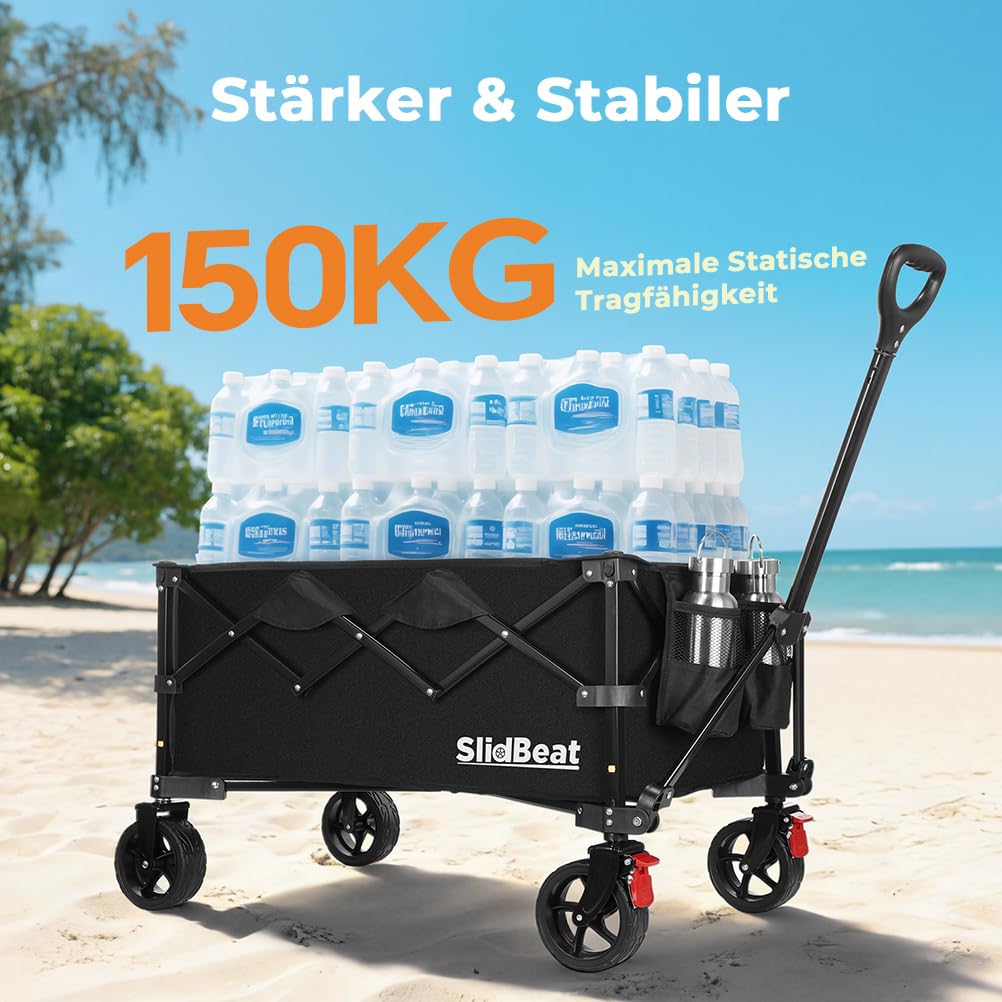 Bollerwagen faltbar 150 kg All-Terrain-Räder mit Bremsen 150 L - Bild 3