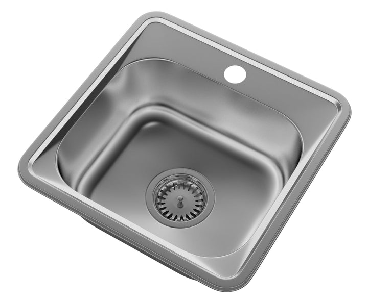 Einbauspüle Edelstahl 38x38 cm mit Siphon und Schallschutzmatte - Bild 5