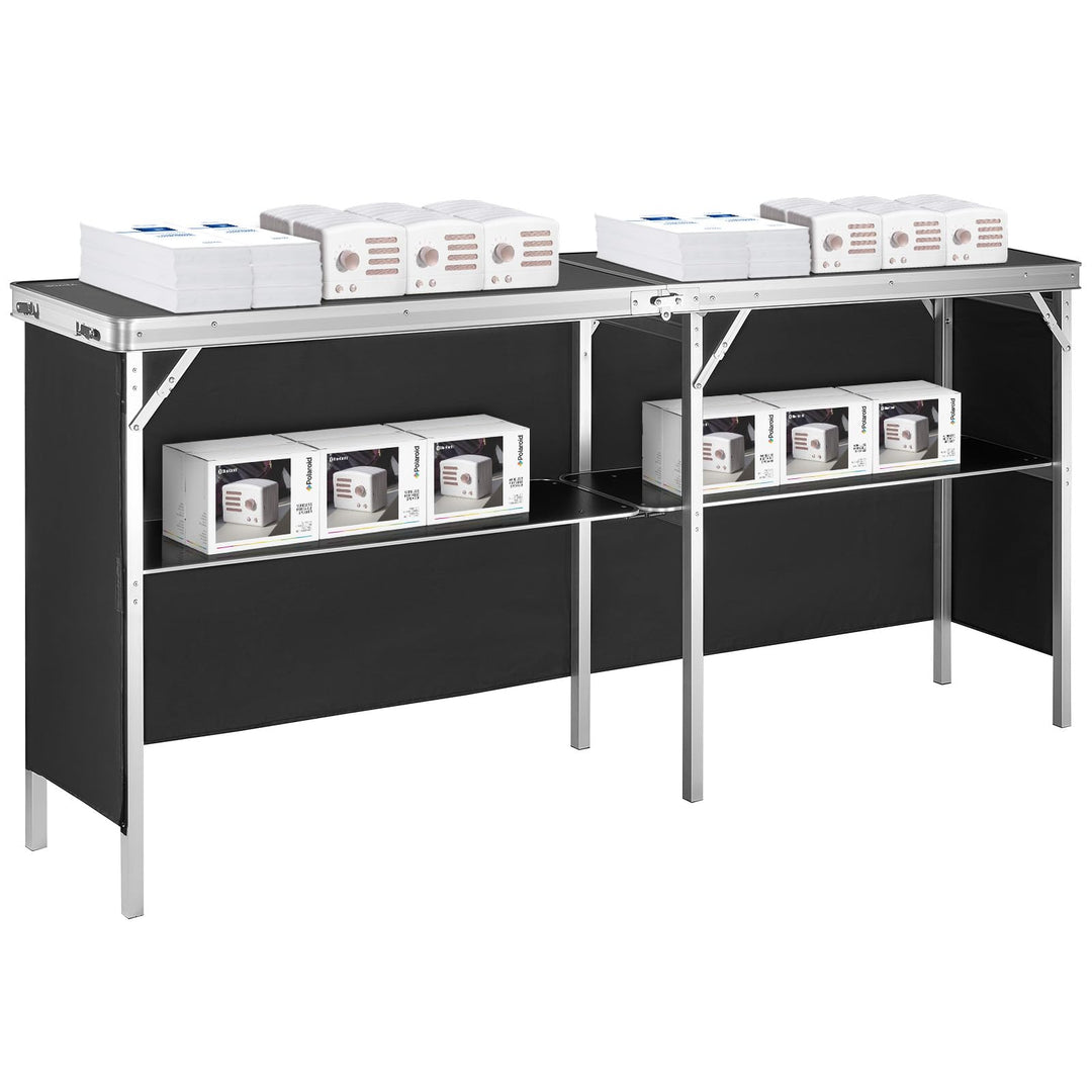Messetheke faltbar Aluminium/MDF 198x38,5x88cm schwarz mit Tuch - Bild 6