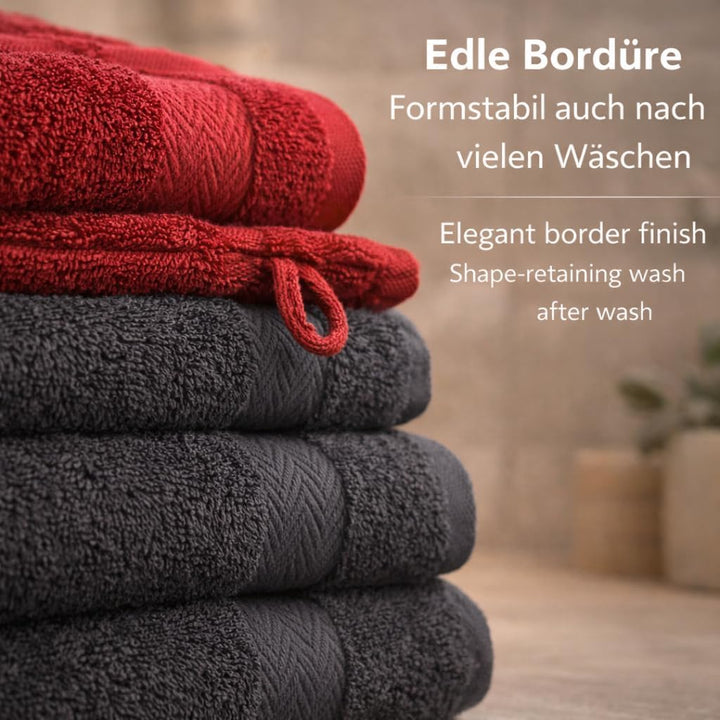 Handtuch-Set 12-teilig 100% Baumwolle 470 g/m² Frottee Rubinrot/Graphit - Bild 4