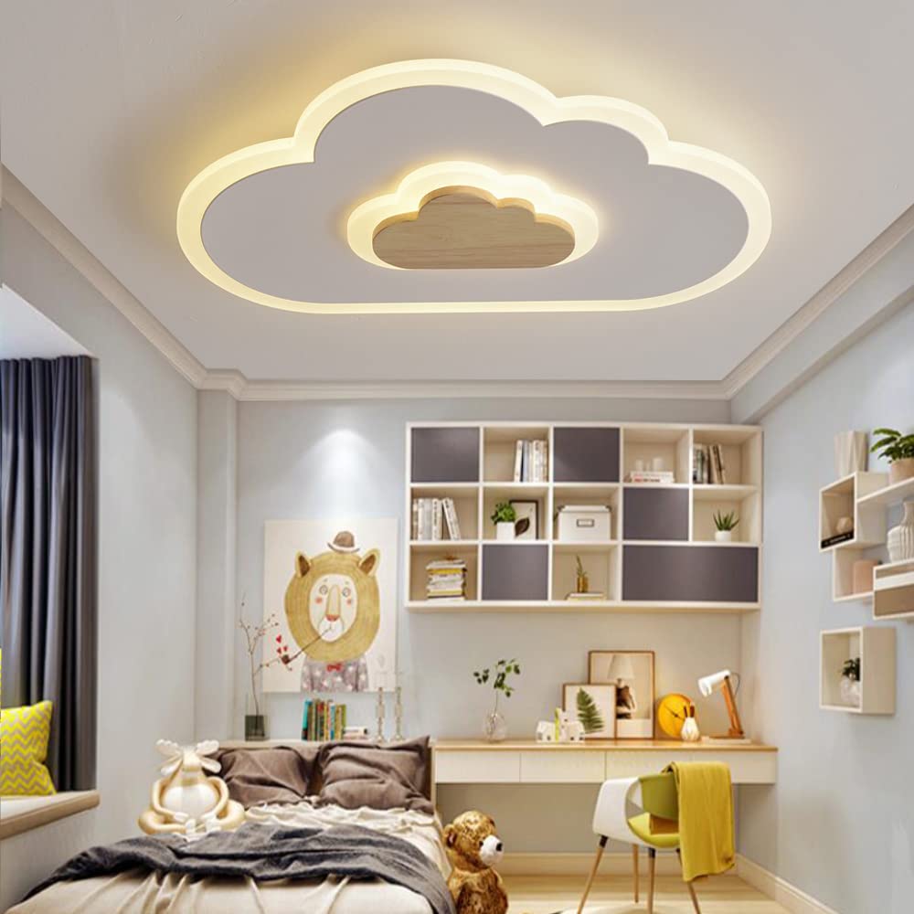 Deckenleuchte Kinderzimmer Wolken-Design Holz 36W dimmbar 60cm - Bild 2