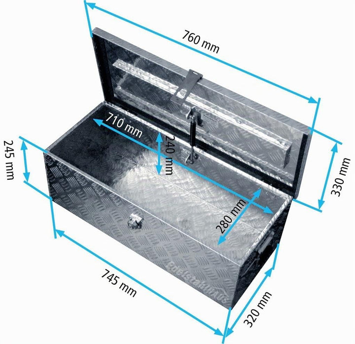 Deichselbox Aluminium Riffelblech 57 L abschliessbar fuer Anhaenger - Bild 3