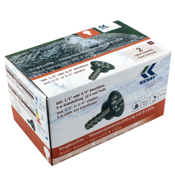 Unterwasserlicht LED blau 0,8W IP68 mit Trafo 6,5m Kabel Brunnen - Bild 7