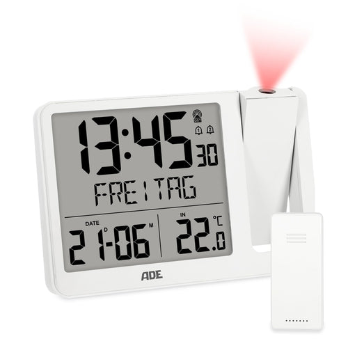 Projektionswecker digital mit Außensensor, 2 Weckzeiten, USB-Ladung
