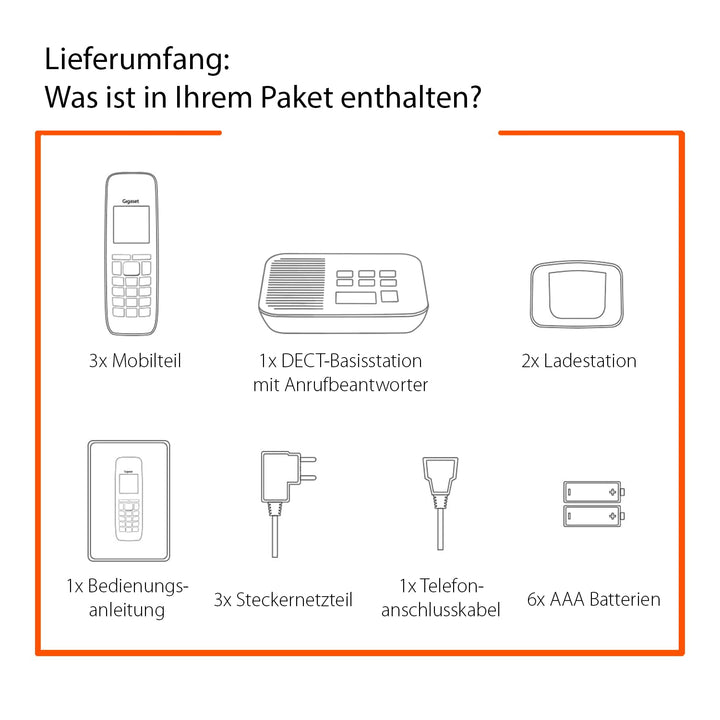 DECT-Telefon Set mit Anrufbeantworter 3 Mobilteile Schnurlostelefon - Bild 6